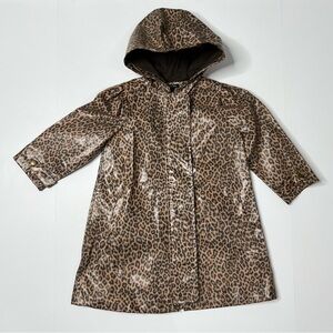 Something Navy Raincoat Leopard Print Girl’s Size 3 3T